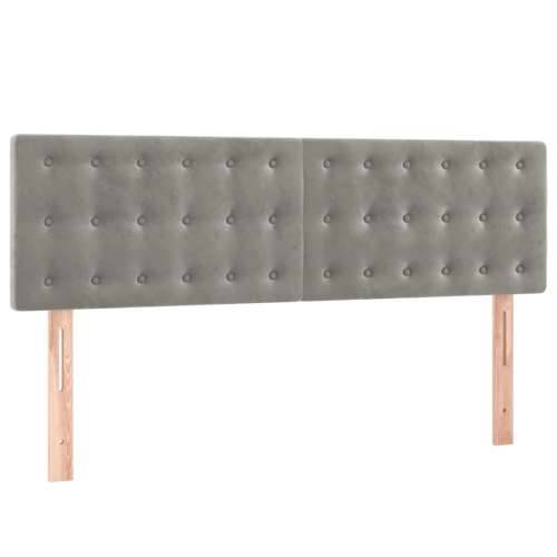 Krevet box spring s madracem LED svjetlosivi 140x200 cm baršun - Svjetlosiva 140 x 200 cm gumbi Cijena