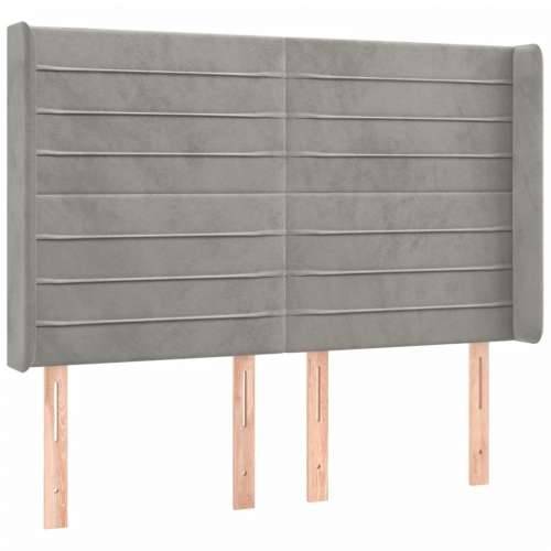 Krevet box spring s madracem LED svjetlosivi 140x200 cm baršun - Svjetlosiva 140 x 200 cm vodoravne pruge Cijena