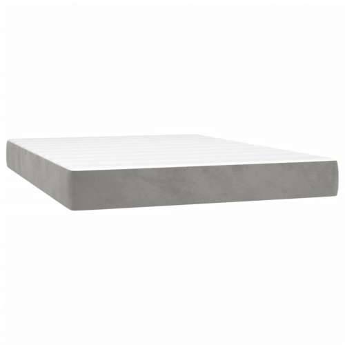 Krevet box spring s madracem LED svjetlosivi 140x200 cm baršun - Svjetlosiva 140 x 200 cm Dizajn s gumbima Cijena
