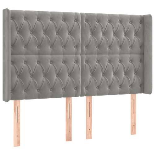 Krevet box spring s madracem LED svjetlosivi 140x200 cm baršun - Svjetlosiva 140 x 200 cm Dizajn s gumbima Cijena