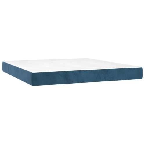 Krevet box spring s madracem LED tamnoplavi 160x200 cm baršun - Tamno plava 160 x 200 cm Blok s kvadratima Cijena