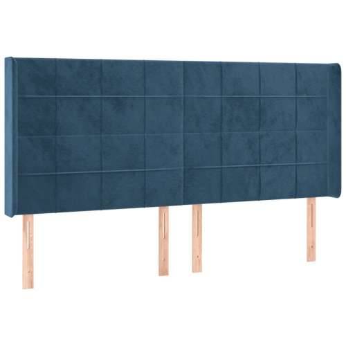 Krevet box spring s madracem LED tamnoplavi 160x200 cm baršun - Tamno plava 160 x 200 cm Blok s kvadratima Cijena