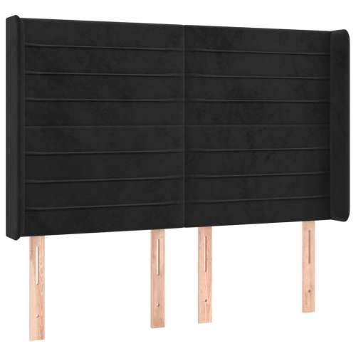 Krevet box spring s madracem LED crni 140x200 cm baršun - Crna 140 x 200 cm vodoravne pruge Cijena