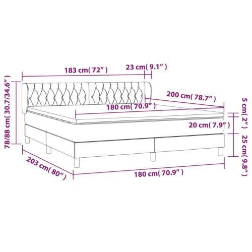 Krevet s oprugama i madracem krem 180x200 cm od tkanine - Krema 180 x 200 cm Dizajn s gumbima Cijena