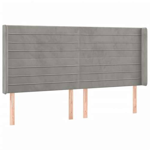 Krevet box spring s madracem LED svjetlosivi 200x200 cm baršun - Svjetlosiva 200 x 200 cm vodoravne pruge Cijena