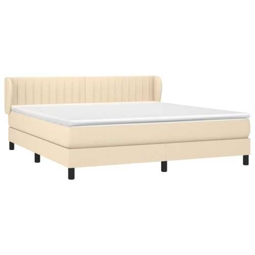 Krevet s oprugama i madracem krem 180x200 cm od tkanine - Krema 180 x 200 cm Okomite pruge Cijena