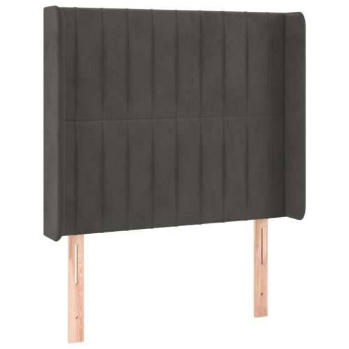 Krevet box spring s madracem LED tamnosivi 90x190 cm baršun - Tamno siva 90 x 190 cm Okomite pruge Cijena