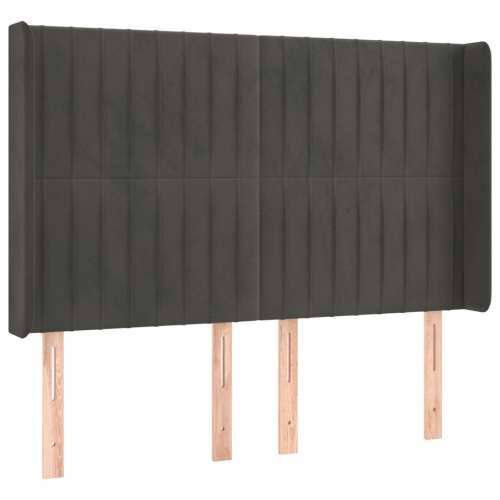 Krevet box spring s madracem LED tamnosivi 140x190 cm baršun - Tamno siva 140 x 190 cm Okomite pruge Cijena