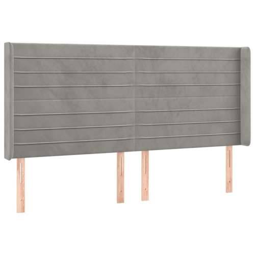 Krevet box spring s madracem LED svjetlosivi 160x200 cm baršun  - Svjetlosiva 160 x 200 cm vodoravne pruge Cijena