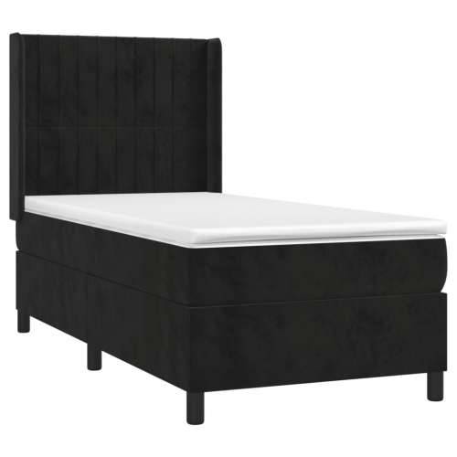 Krevet box spring s madracem LED crni 90x190 cm baršun - Crna 90 x 190 cm Okomite pruge Cijena