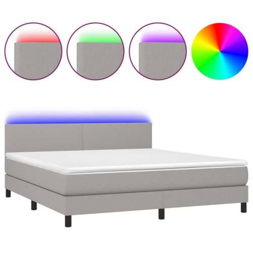 Krevet box spring s madracem LED svjetlosivi 180x200 cm tkanina - Svjetlosiva 180 x 200 cm Gladak dizajn Cijena