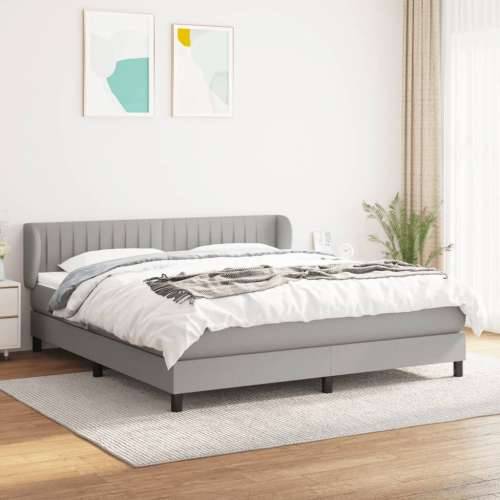 Krevet s oprugama i madracem svjetlosivi 180x200 cm od tkanine - Svjetlosiva 180 x 200 cm Okomite pruge Cijena