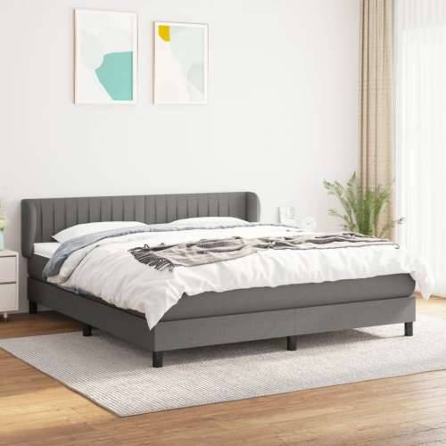 Okvir kreveta s oprugama i madrac svjetlosivi 180x200cm tkanina - Tamno siva 180 x 200 cm Okomite pruge Cijena
