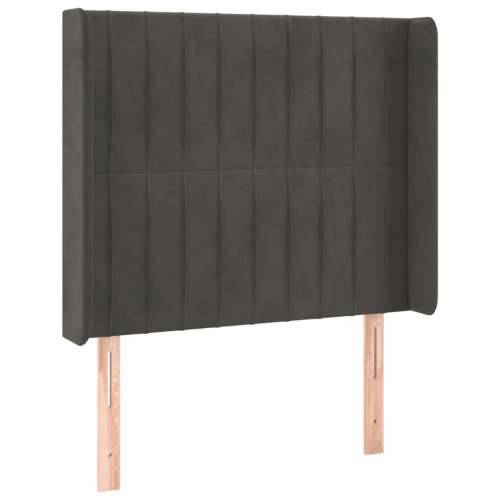 Krevet box spring s madracem LED tamnosivi 90x200 cm baršun - Tamno siva 90 x 200 cm Okomite pruge Cijena