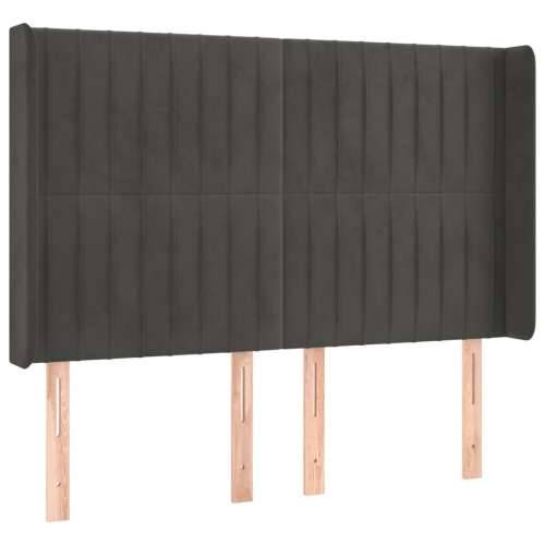 Krevet box spring s madracem LED tamnosivi 140x200 cm baršun - Tamno siva 140 x 200 cm Okomite pruge Cijena