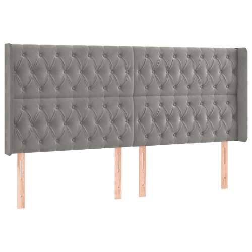 Krevet box spring s madracem LED svjetlosivi 180x200 cm baršun - Svjetlosiva 180 x 200 cm Dizajn s gumbima Cijena