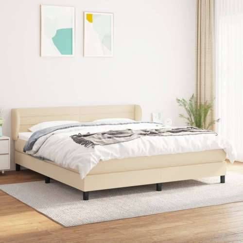 Krevet s oprugama i madracem krem 180x200 cm od tkanine - Krema 180 x 200 cm vodoravne pruge Cijena