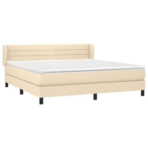 Krevet s oprugama i madracem krem 180x200 cm od tkanine - Krema 180 x 200 cm vodoravne pruge Cijena