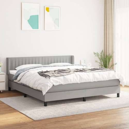 Krevet s oprugama i madracem svjetlosivi 180x200 cm od tkanine Svjetlosiva 180 x 200 cm Okomite pruge Cijena