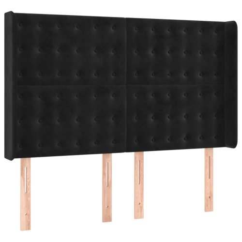 Krevet box spring s madracem LED crni 140x200 cm baršun - Crna 140 x 200 cm gumbi Cijena