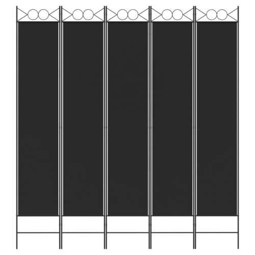 Sobna pregrada s 5 panela crna 200x220 cm od tkanine Cijena
