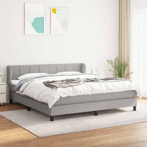 Krevet s oprugama i madracem svjetlosivi 180x200 cm od tkanine - Svjetlosiva 180 x 200 cm Blok s kvadratima Cijena
