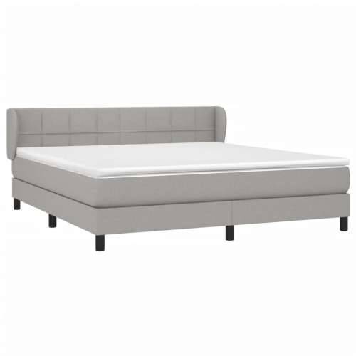 Krevet s oprugama i madracem svjetlosivi 180x200 cm od tkanine - Svjetlosiva 180 x 200 cm Blok s kvadratima Cijena