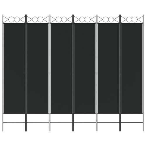 Sobna pregrada s 6 panela crna 240x200 cm od tkanine Cijena