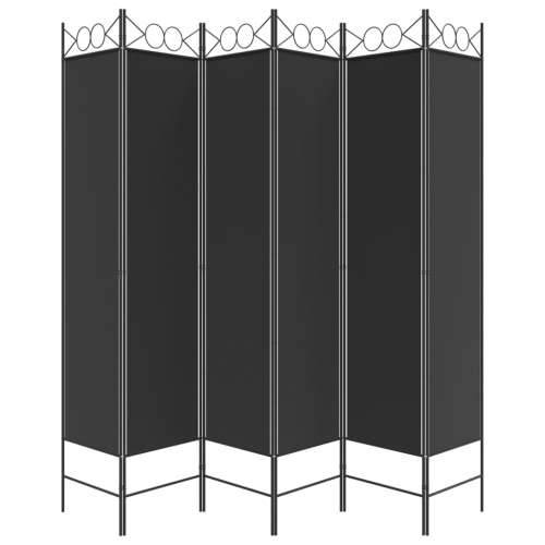 Sobna pregrada s 6 panela crna 240x200 cm od tkanine Cijena