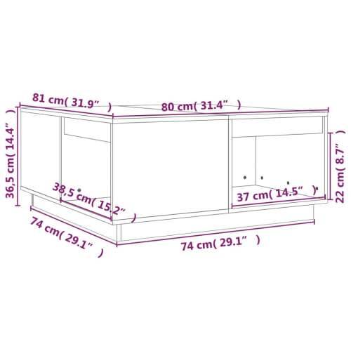Stolić za kavu sivi 80x81x36,5 cm od masivne borovine - Siva 80 x 81 x 36.5 cm 1 Cijena