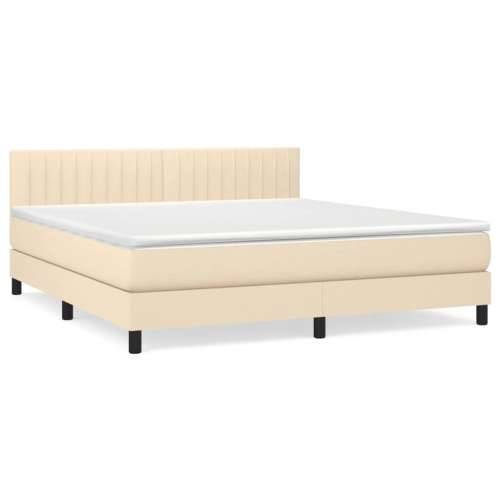 Krevet s oprugama i madracem krem 180x200 cm od tkanine - Krema 180 x 200 cm Okomite pruge Cijena