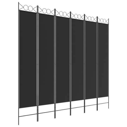 Sobna pregrada s 6 panela crna 240x220 cm od tkanine Cijena