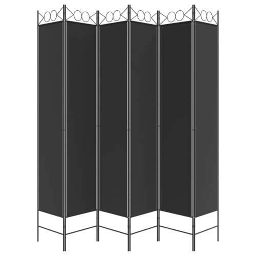 Sobna pregrada s 6 panela crna 240x220 cm od tkanine Cijena