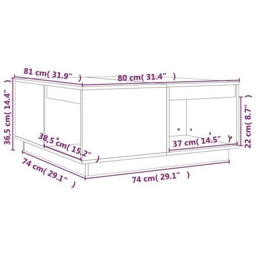 Stolić za kavu 80x81x36,5 cm od masivne borovine - Prirodna 80 x 81 x 36.5 cm 1 Cijena