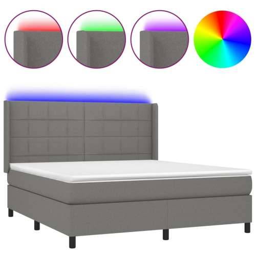 Krevet box spring s madracem LED tamnosivi 180x200 cm tkanina - Tamno siva 180 x 200 cm Blok s kvadratima Cijena