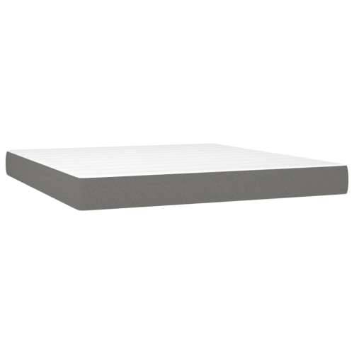 Krevet box spring s madracem LED tamnosivi 180x200 cm tkanina - Tamno siva 180 x 200 cm Blok s kvadratima Cijena