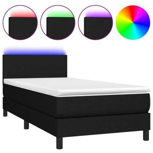 Krevet box spring s madracem LED crni 100x200 cm od tkanine  - Crna 100 x 200 cm Gladak dizajn Cijena