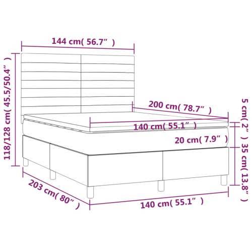 Krevet s oprugama i madracem crni 140x200 cm baršunasti - Crna 140 x 200 cm vodoravne pruge Cijena