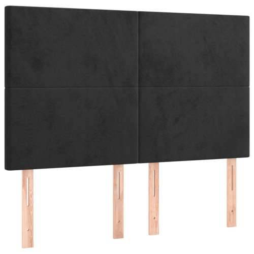 Krevet s oprugama i madracem crni 140x200 cm baršunasti - Crna 140 x 200 cm Gladak dizajn Cijena