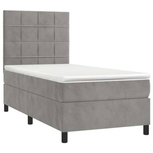 Box spring krevet s madracem svjetlosivi 100x200 cm baršunasti - Svjetlosiva 100 x 200 cm Blok s kvadratima Cijena