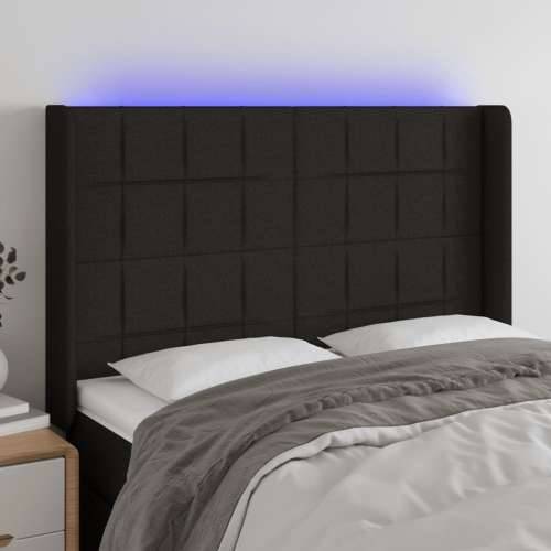 LED uzglavlje crno 147 x 16 x 118/128 cm od tkanine - Crna 147 x 16 x 118/128 cm 1 Cijena