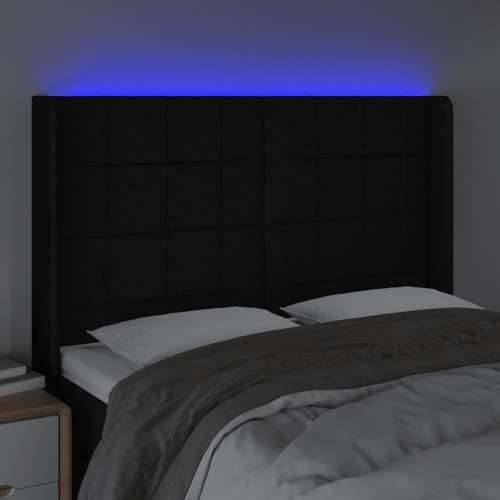 LED uzglavlje crno 147 x 16 x 118/128 cm od tkanine - Crna 147 x 16 x 118/128 cm 1 Cijena