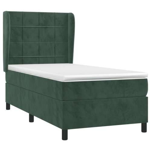 Box spring krevet s madracem tamnozeleni 100x200 cm baršunasti - Tamnozelena 100 x 200 cm Blok s kvadratima Cijena