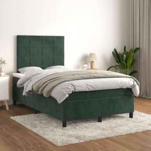 Box spring krevet s madracem tamnozeleni 120x200 cm baršunasti - Tamnozelena 120 x 200 cm Blok s kvadratima Cijena