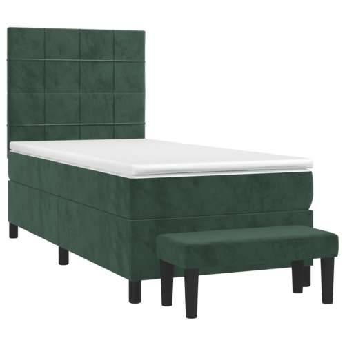 Box spring krevet s madracem tamnozeleni 100x200 cm baršunasti - Tamnozelena 100 x 200 cm Blok s kvadratima Cijena