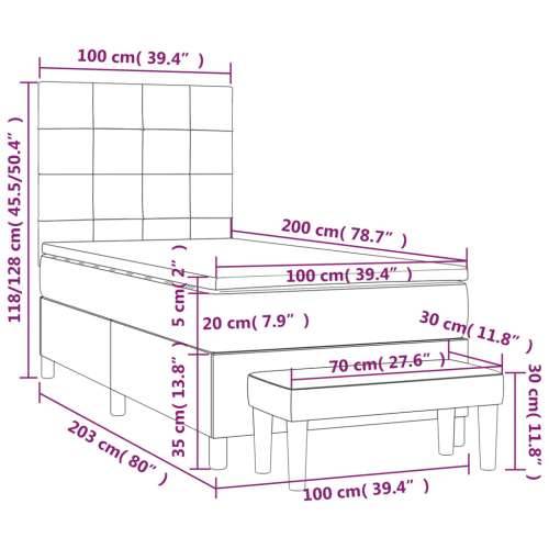 Box spring krevet s madracem tamnozeleni 100x200 cm baršunasti - Tamnozelena 100 x 200 cm Blok s kvadratima Cijena