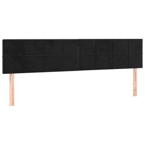 Krevet box spring s madracem LED crni 200x200 cm baršun - Crna 200 x 200 cm Blok s kvadratima Cijena
