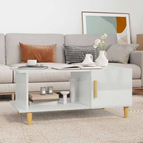 Stolić za kavu sjajni bijeli 90 x 50 x 40 cm konstruirano drvo - Visoko sjajno bijela 1 Cijena
