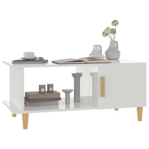 Stolić za kavu sjajni bijeli 90 x 50 x 40 cm konstruirano drvo - Visoko sjajno bijela 1 Cijena