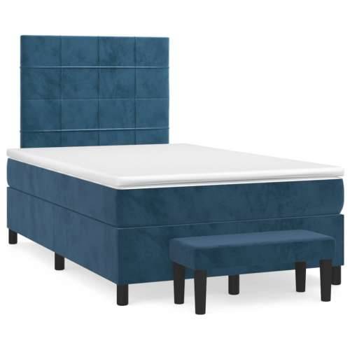 Box spring krevet s madracem tamnoplavi 120 x 200 cm baršunasti - Tamno plava 120 x 200 cm Blok s kvadratima Cijena